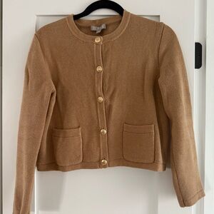 J. Crew Camel Knit Cardigan with Gold Buttons